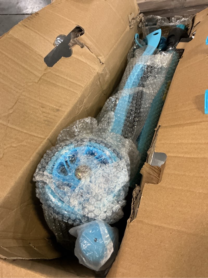 Condition photo showing Good Condition for 3 wheel scooter for kids ages 6-12,kids scooter with light up wheels, sturdy deck design, and 4 height adjustable suitable for kid ages 3-12 lake blue