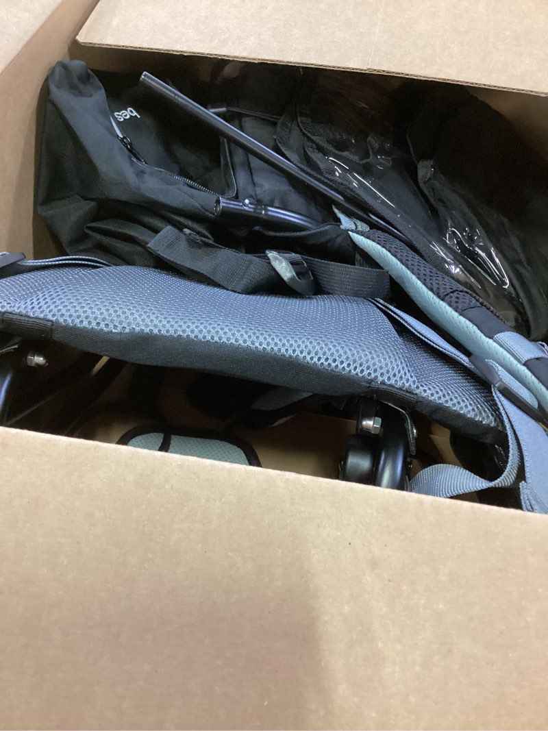 Condition photo showing As Is for besrey Baby Backpack Carrier, Toddler Hiking Backpack with Safety 3-Height Seat, Adjustable Straps&Waist Belt, Foldable Frame Lightweight Large Capacity Child Carrier for Hiking (Black)