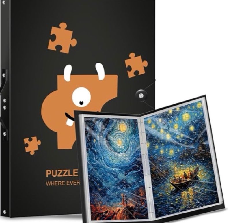 demine puzzle storage folder for 1000 pieces – portable jigsaw puzzles organizer binder fits up to 40 puzzles, 20 hd film pockets, handle design puzzle keeper for adults and kids