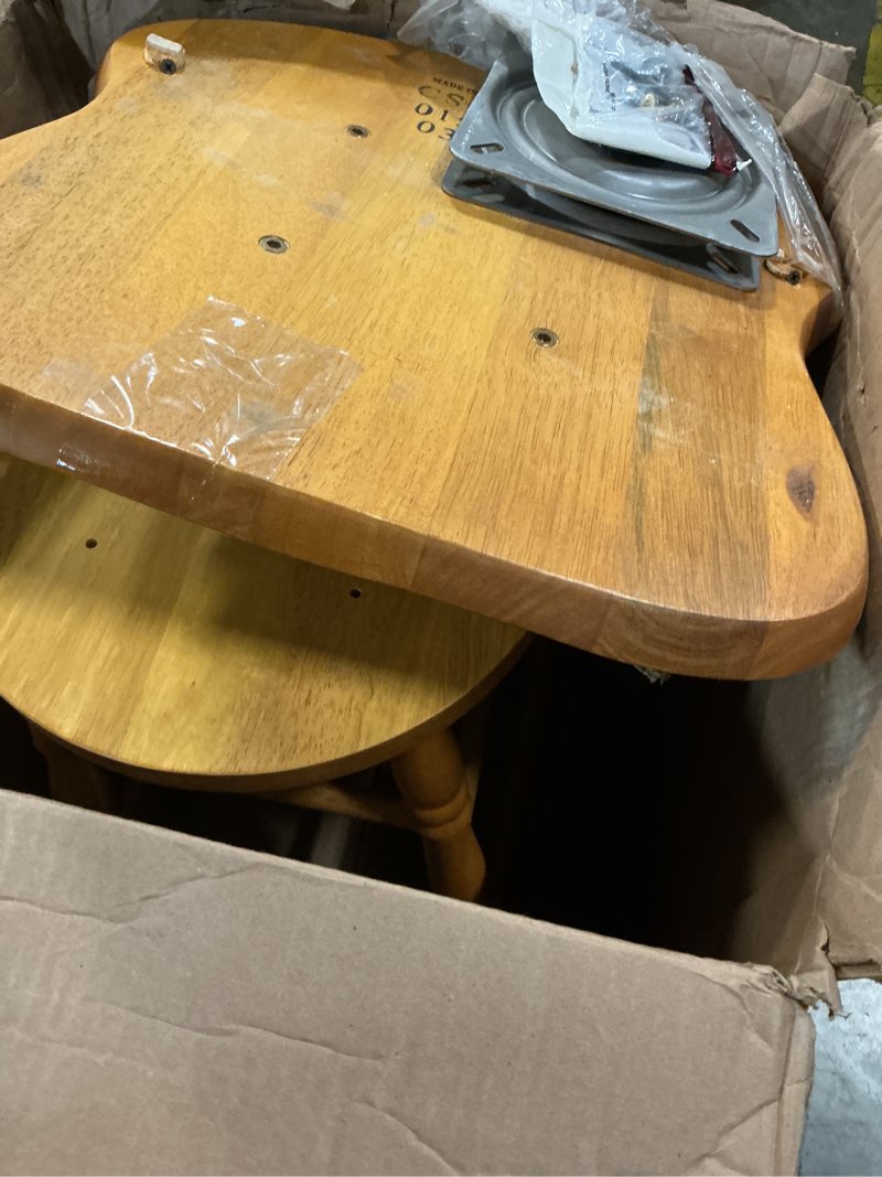 Condition photo showing As Is for sunset trading selections 24" counter height swivel barstool | farmhouse country cottage windsor arrowback café stool | light oak solid wood | dining room kitchen home bar furniture