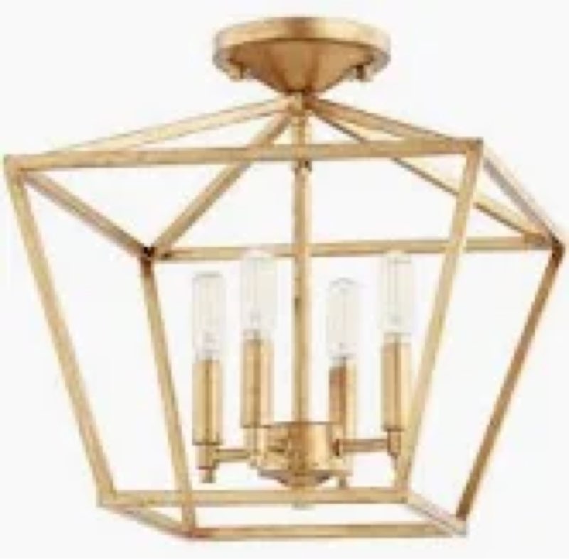 (Incomplete missing glass) Hastings 4-Light 13\\\\\\\\\\\\\\\" Lantern Geometric Semi Flush Mount