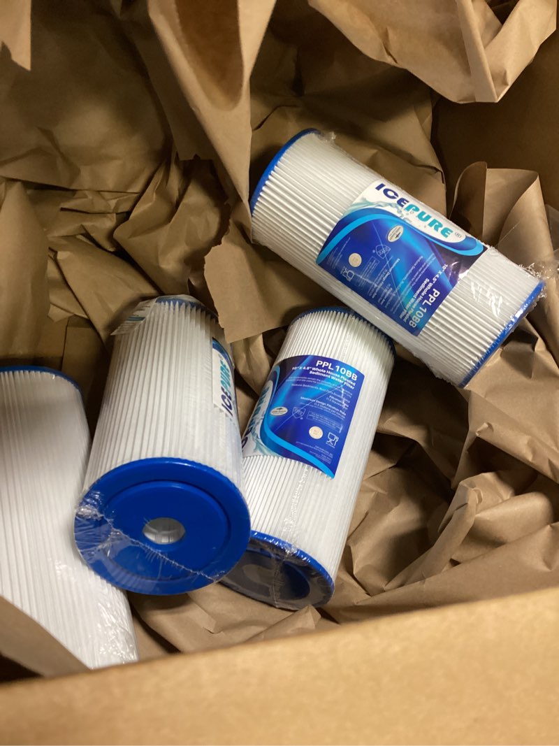 Condition photo showing Good Condition for ICEPURE 5 Micron 10" x 4.5" Whole House Sediment Pleated Water Filter Replacement for GE FXHSC, Culligan R50-BBSA, Pentek R50-BB, DuPont WFHDC3001, W50PEHD, GXWH40L, GXWH35F for Well Water, 4PACK 5 Micron 4 Count (Pack of 1)