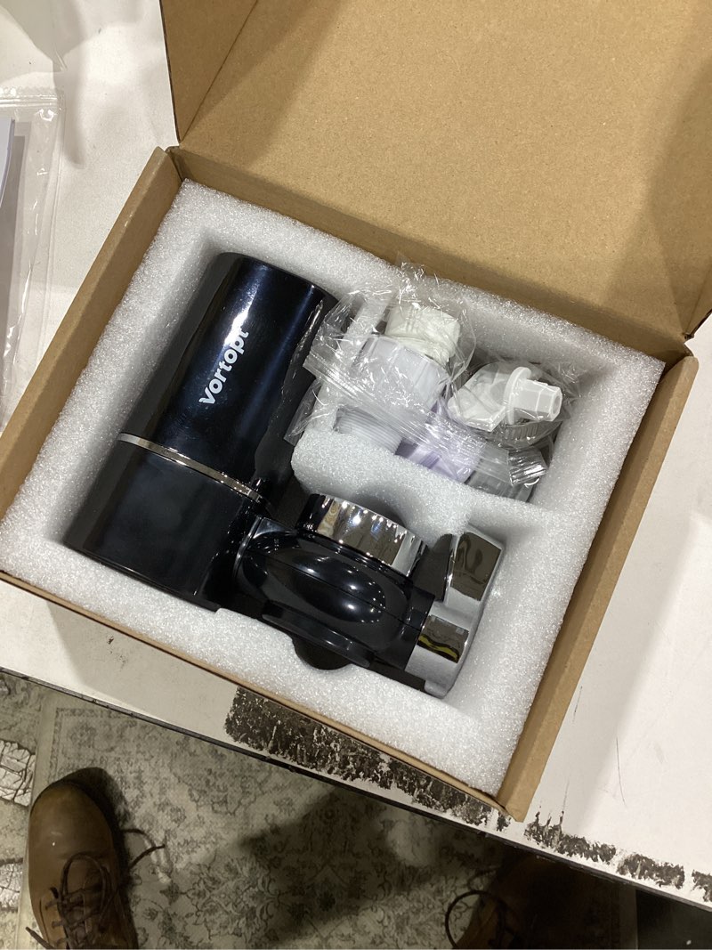 Condition photo showing Good Condition for Vortopt Faucet Filter, NSF Certified, 400 Gallon High Efficiency Water Purification System, Fast 99% Chlorine & Odor Removal with 1 Water Filter?T1-Black? T1-black-1Filter