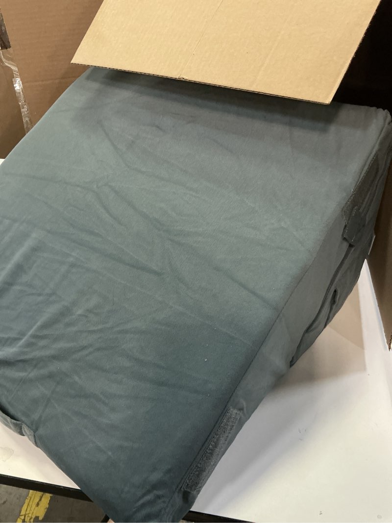 Condition photo showing As Is for 3PCS Wedge Pillow for Acid Reflux Relief, Adjustable Wedge Pillow Headboard, Bed Wedges Pillow for Back Pain Relief, Sleeping, Post Surgery, Back Support Pillows for Sitting Up, Snoring, Plush Grey Adjustable Wedge+1 Pillow Velvet Grey