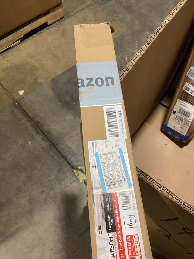 Condition photo showing As Is for 21 inch f13t5/cw fluorescent light bulb, t5 13 watts, 4100k cool white under counter light bulbs, replacement bulb for under cabinet light, g5 mini bi-pin base - 6 pack 4100k cool white 6 count (pack of 1)