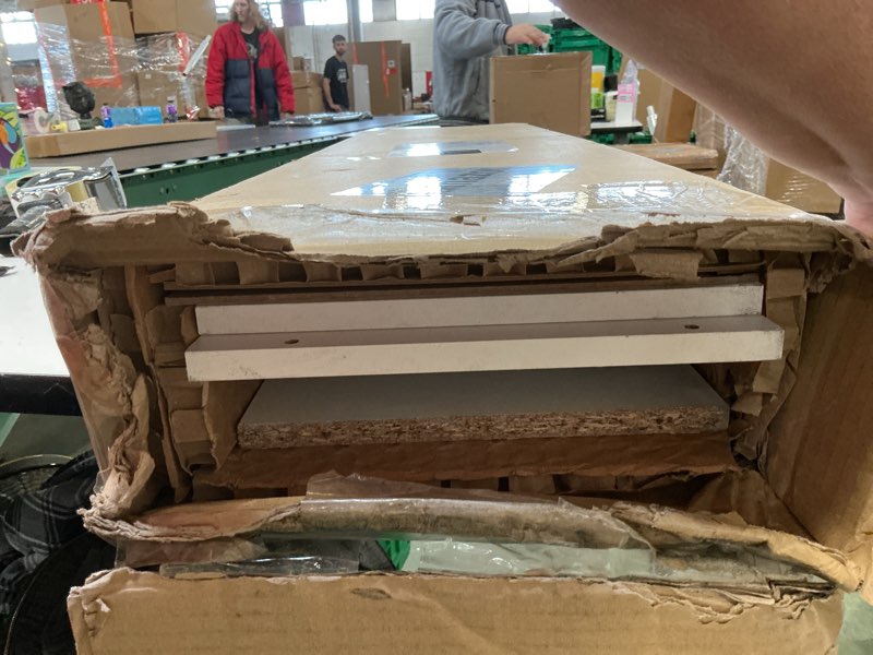 Condition photo showing New/Like New for Amazon Basics 7 Cube Organizer Bookcase, White, 9.25 x 19.49 x 41.73 inch