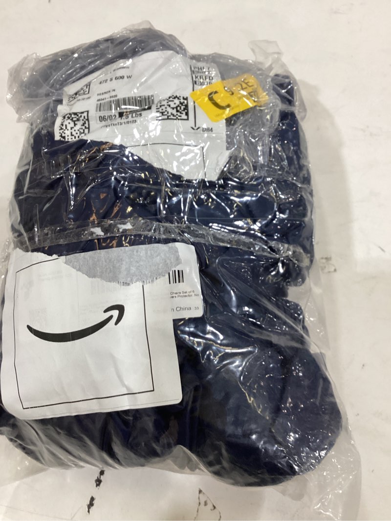 Condition photo showing New/Like New for smiry waterproof pu leather seat covers for dining room chairs set of 6, stretch fit removable washable kitchen chair seat slipcovers protector, no rear covers, navy blue set of 6 navy blue