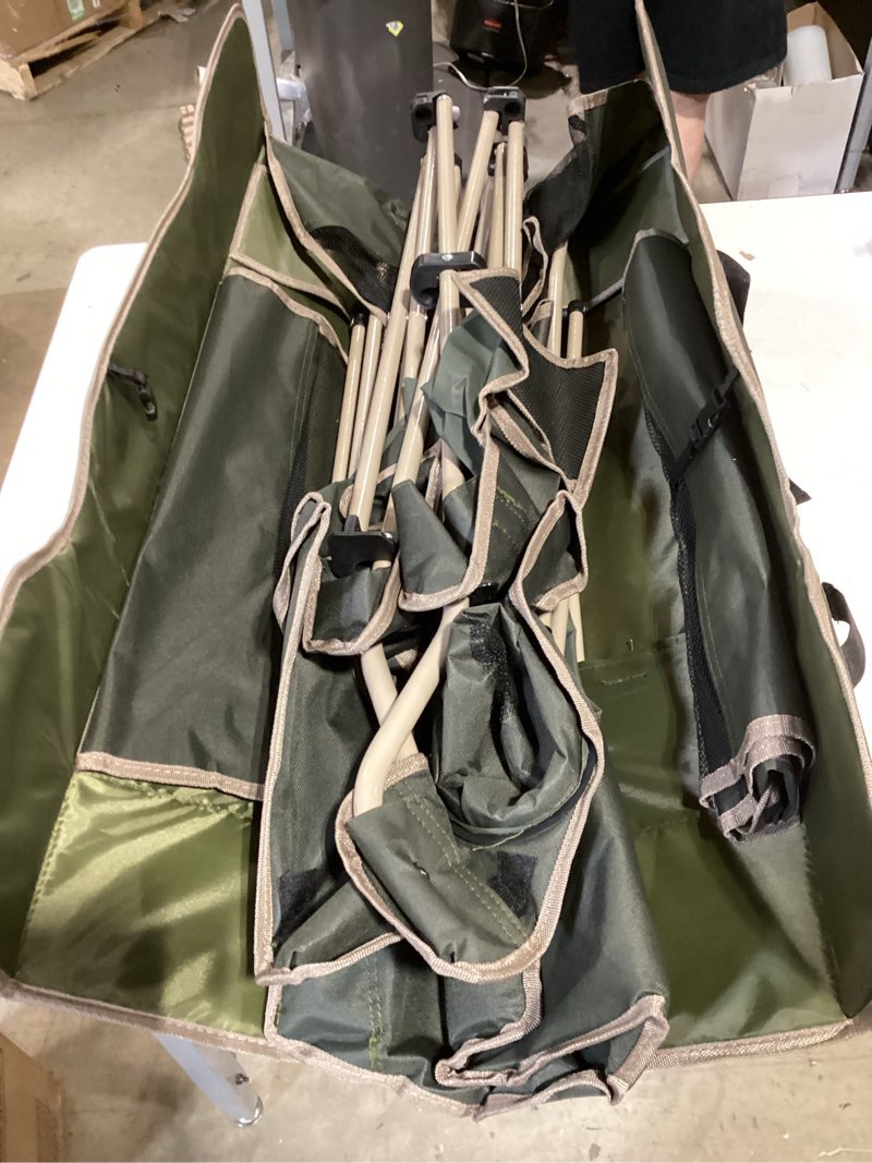 Condition photo showing Good Condition for docusvect folding camping chair with shade canopy for adults, canopy chair for outdoors sports with cup holder, side pocket for camp, beach, tailgates, fishing - support 330 lbs canopy chair olive green