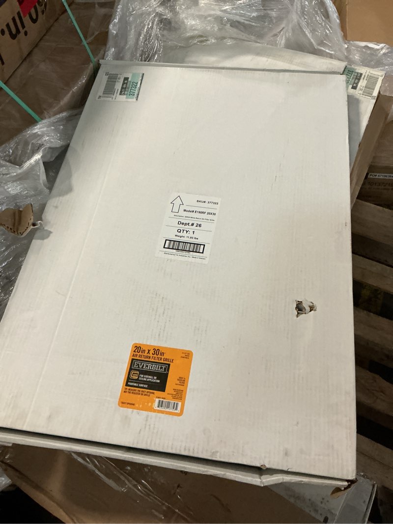 Condition photo showing New/Like New for 20 in. x 30 in. steel return air filter grille in white