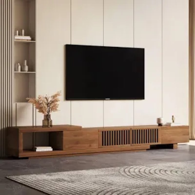 Roanoke 78\"-103\" Retracted Extendable TV Stand -Wood TV Console Media Cabinet with Storage,Walnut