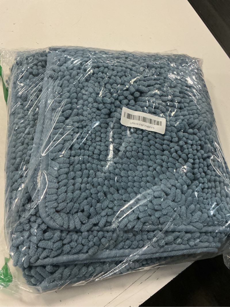 Condition photo showing Good Condition for lochas luxury bathroom rug shaggy bath mat 24 x 70 inch, denim blue | washable non slip bath rugs for bathroom shower, soft plush chenille absorbent carpets denim blue 2' x 5'10" (24''x70'')