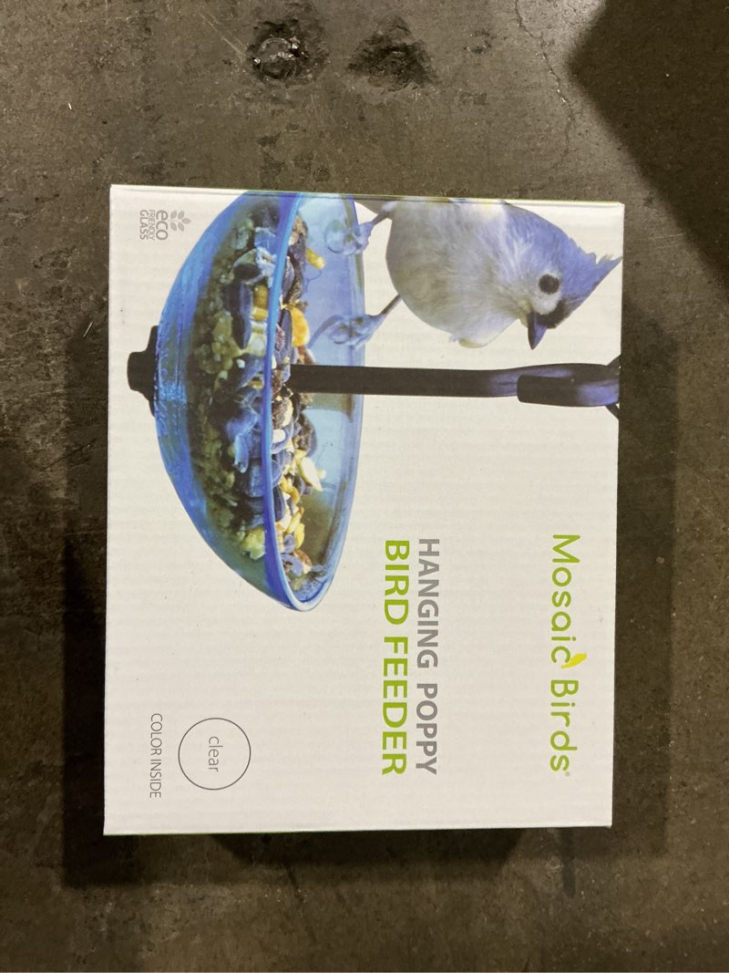 Condition photo showing New/Like New for CLEAR Mosaic Birds M386-200-01 Single Hanging Poppy Feeder