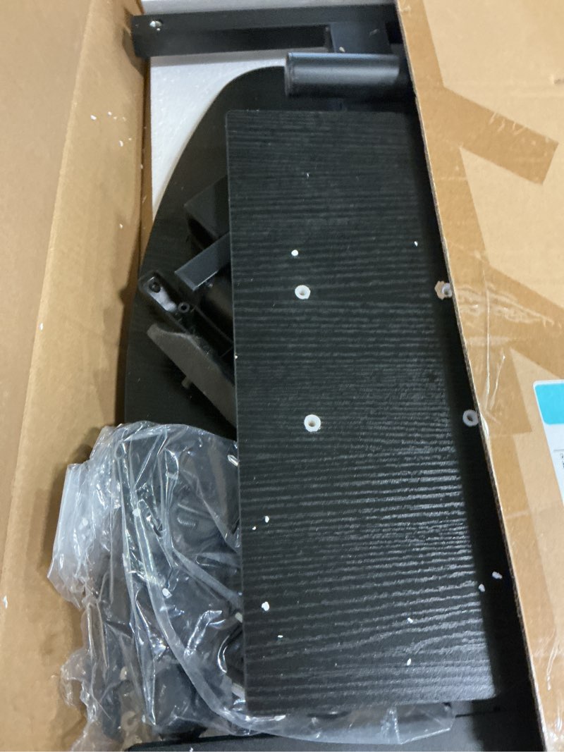 Condition photo showing As Is for Adjustable Overbed Table with Wheels, Tilting Desktop, Rolling Laptop Desk for Bed, Sofa, or Hospital Use, Mobile Standing Desk for Laptop, Notebook, and Meals (Black)