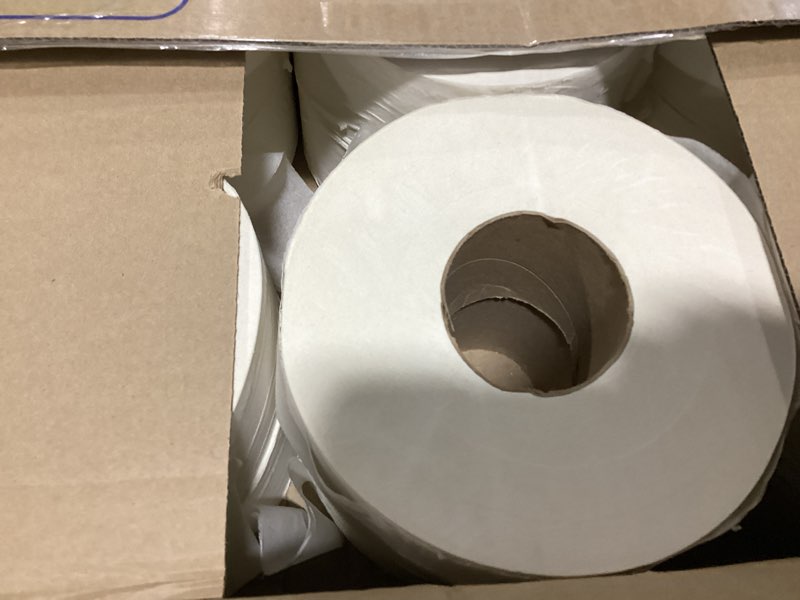 Condition photo showing New/Like New for tork jumbo toilet paper roll white t22, universal, 2-ply, 12 x 1000', tj0922a 12 roll (pack of 1)