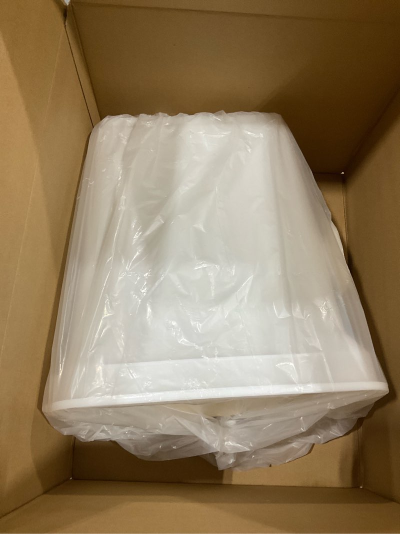 Condition photo showing As Is for iris usa airtight dog food storage container, weatherpro, up to 40 lbs, removable wheels, for dog cat bird and other pet food storage bin, keep fresh, translucent body, made in usa, pearl/almond 40 lbs pearl/almond