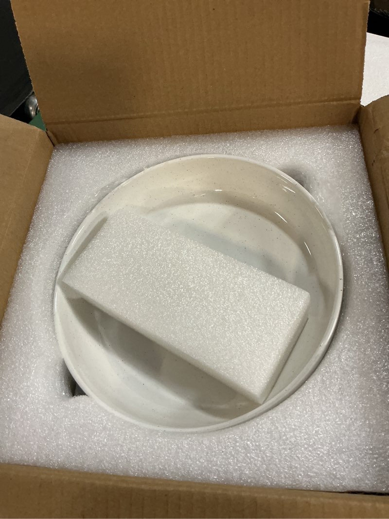 Condition photo showing Good Condition for 8.3" pasta bowls set of 4, 34 oz ceramic salad bowls, white serving plate, wide and shallow bowl for for fruits, noodle, dinner, housewarming wedding christmas dishwasher and microwave safe