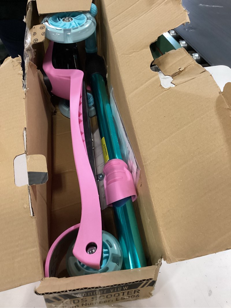 Condition photo showing Good Condition for 3 Wheel Scooter for Kids Ages 6-12,Kids Scooter with Light Up Wheels, Sturdy Deck Design, and 4 Height Adjustable Suitable for Kid Ages 3-12 Pink