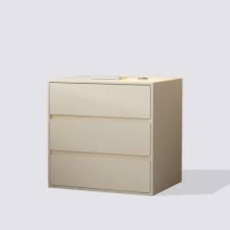 Marlett 19.7-inch Italian light luxury warm champagne three-drawer solid wood bedside table living room side table, the whole cabinet is wrapped in microfiber leather