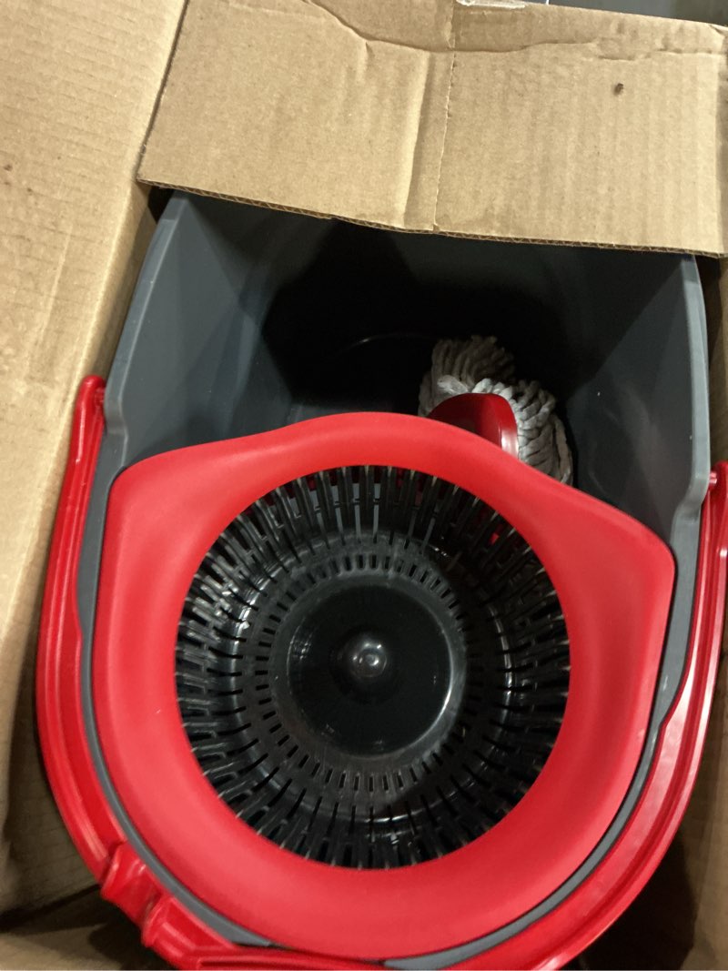 Condition photo showing As Is for O-Cedar EasyWring Microfiber Spin Mop, Bucket Floor Cleaning System, Red, Gray, Standard Easywring Spin Mop & Bucket