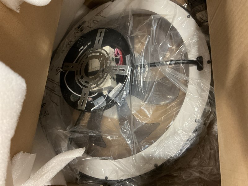 Condition photo showing New/Like New for ludomide ceiling fans with lights 20'' flush mount fan remote & app control black low profile 6 wind speeds smart dimmable led for bedroom living room (y1095-bk-ele) black-y1095 20"
