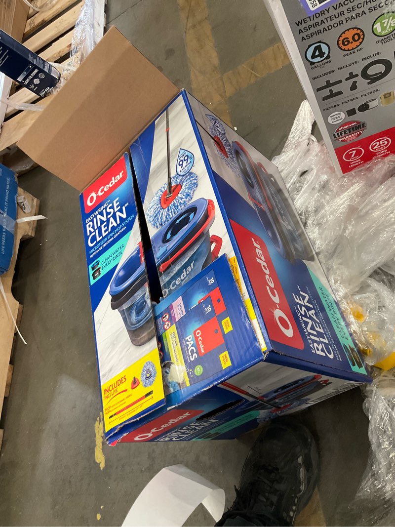 Condition photo showing As Is for o-cedar easywring rinse clean 12 in. w spin mop with bucket