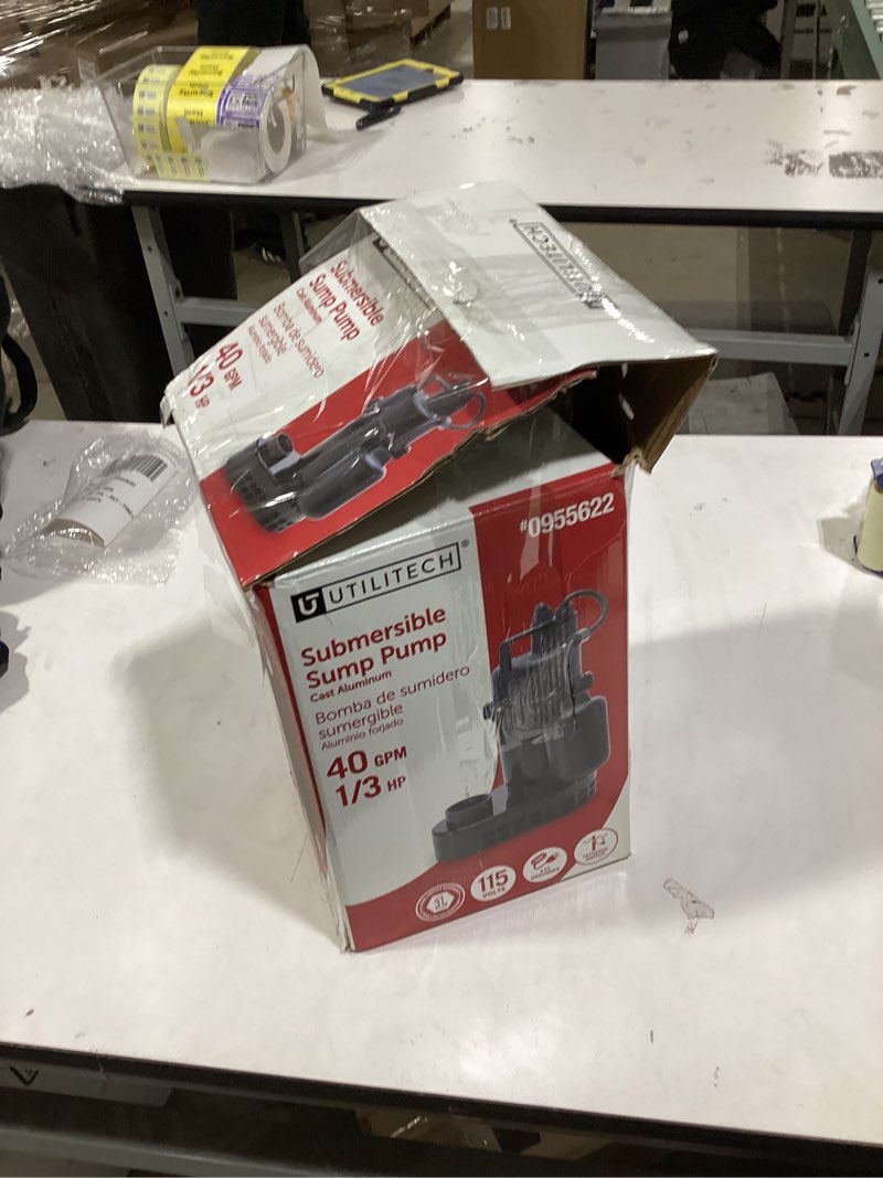 Condition photo showing As Is for Utilitech Cast Aluminum Submersible Sump Pump 1/3 HP 40 GPM 0955622 9ft Cord