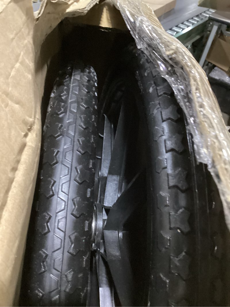 Condition photo showing As Is for 20 inch flat free tire and wheel - wheelbarrow wagon cart wheels replacement with 3/4" & 5/8" bearing parts for yard lawn garden and wheel barrow trailer (20" 2 pack) (20 inch - 2pcs)