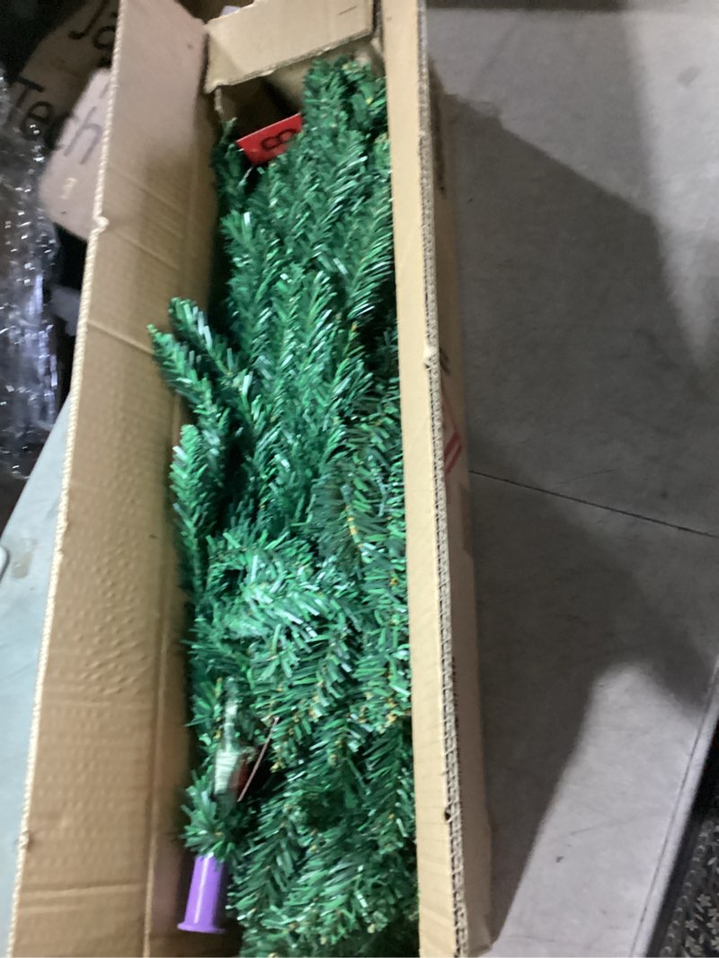 Condition photo showing New/Like New for HOMCOM 6' Artificial Pencil Christmas Tree, Slim Xmas Tree with 390 Realistic Branch Tips and Plastic Stand, Green 6ft Green