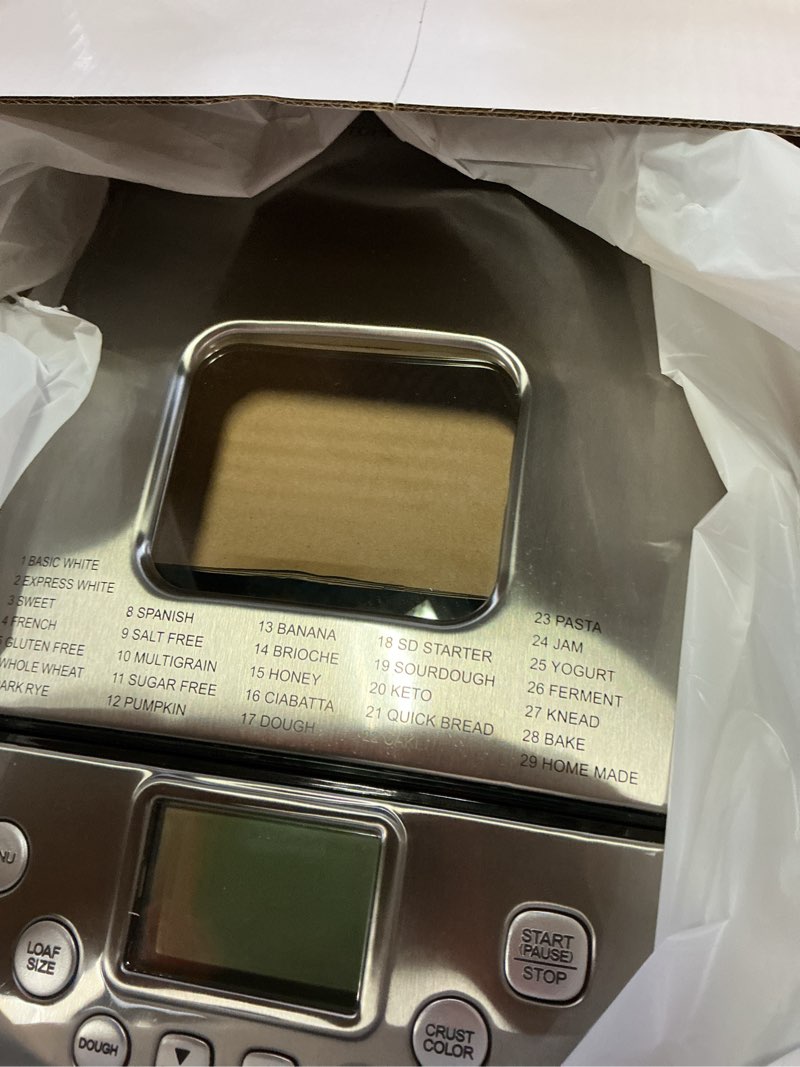 Condition photo showing Good Condition for KITCHENARM 29-in-1 SMART Bread Machine with Gluten Free Setting 2LB 1.5LB 1LB Bread Maker Machine with Homemade Cycle - Stainless Steel Breadmaker with Recipes Whole Wheat Bread Making Machine 29 Programs - 3 Loaf Sizes - 3 Crust Colors Stainless Steel