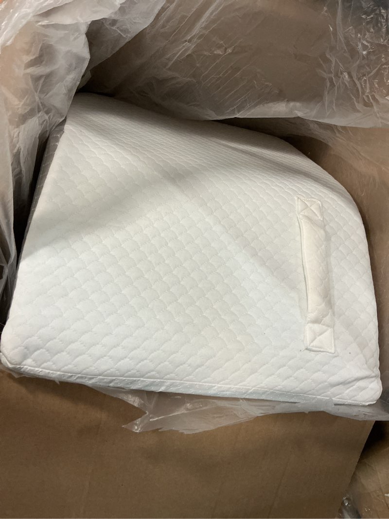 Condition photo showing Good Condition for leg pillow elevation blood circulation, leg wedge for elevation for swelling, leg elevating pillow for after surgery, memory foam foot knee pillow for back sleeping 23.6×16.8×8 inch white/grey 23.6*16.8*8 inch white/grey