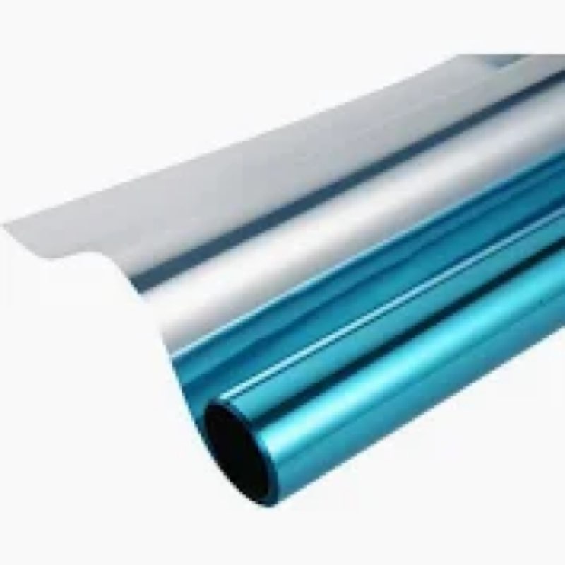 reflective window film cling mirror one way privacy window tint heat control anti uv solar film for home office glass see out not in, 35.4 inch x 10 feet, gold silver 35.4inch x 10feet blue