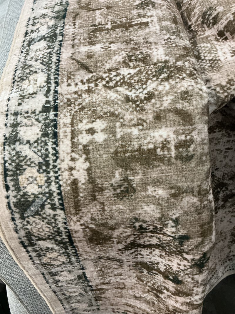 Condition photo showing As Is for Area Rugs 8'x10' Washable Non-Slip, Floral Vintage Distress Print Pattern Medallion Carpet for Living Room Bedroom Dining Room, Brick Red Rust Neutral Brown Burnt Orange Green Brick/Brown/Green 8' x 10' (Rectangular)