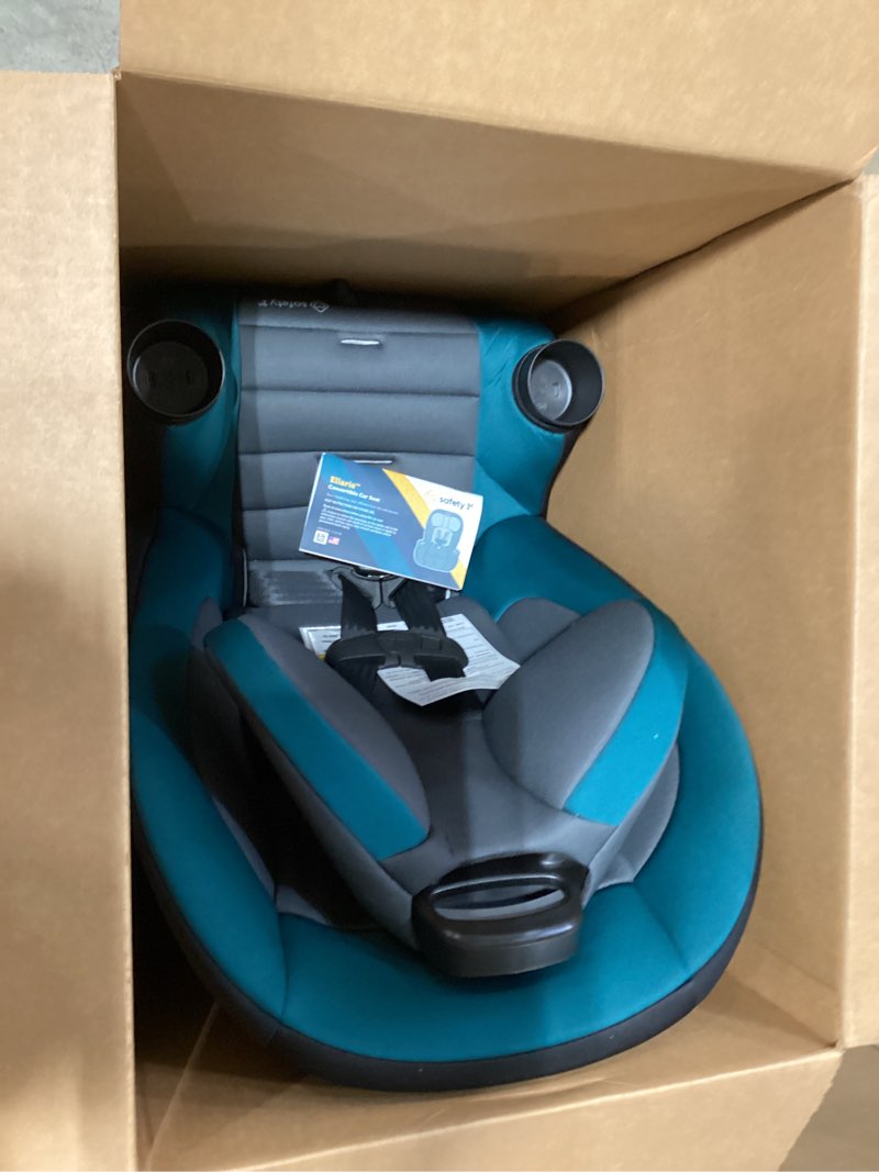 Condition photo showing Good Condition for safety 1st ellaris 3-in-1 convertible car seat, slim fit design, rear & forward-facing, 5-position headrest, 3-across fit, travel-friendly with machine-washable seat pad, peacock blue