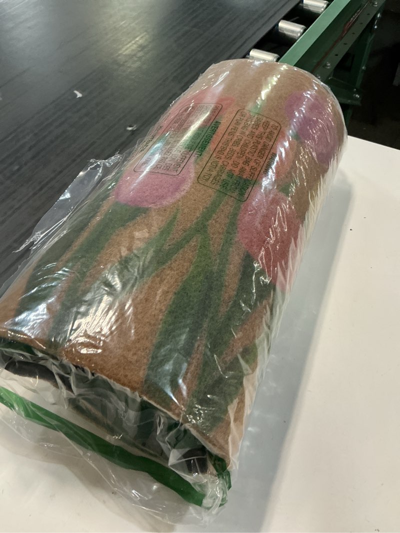 Condition photo showing Good Condition for dripykiaa spring coir door mat for front door 30''x 17'' tulip floral welcome mat with anti-slip backing indoor & outdoor use, spring tulip floral doormat for outdoor entrance,perfect home decor tuplip