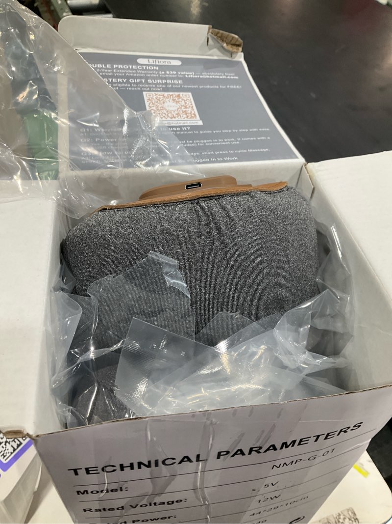 Condition photo showing As Is for 3-in-1 Neck Massager Pillow for Pain Relief, Neck Massager with Heat and Cervical Traction, Deep Tissue Massage Pillow for Shoulder & Back Comfort, Ergonomic Design for Men and Women (Deep Gray)