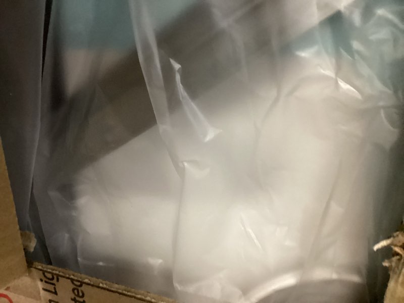 Condition photo showing As Is for SMIROR Irregular Led Backlit Bathroom Mirror 48 x 26 inch, Asymmetrical Cloud Lighted Vanity Mirror with Lights for Wall, Anit-Fog, Dimmable, Memory (Vertical/Horizontal) Front Light and Backlit 48"L x 26"W