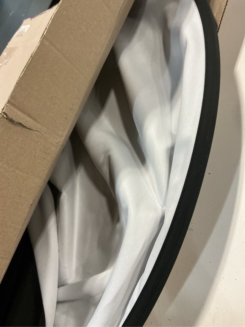 Condition photo showing As Is for kate 5x6.5ft(1.5x2m) collapsible backdrop white black twist flex folding pop up backgrounds for photoshoot, headshots photo, video calls white/black