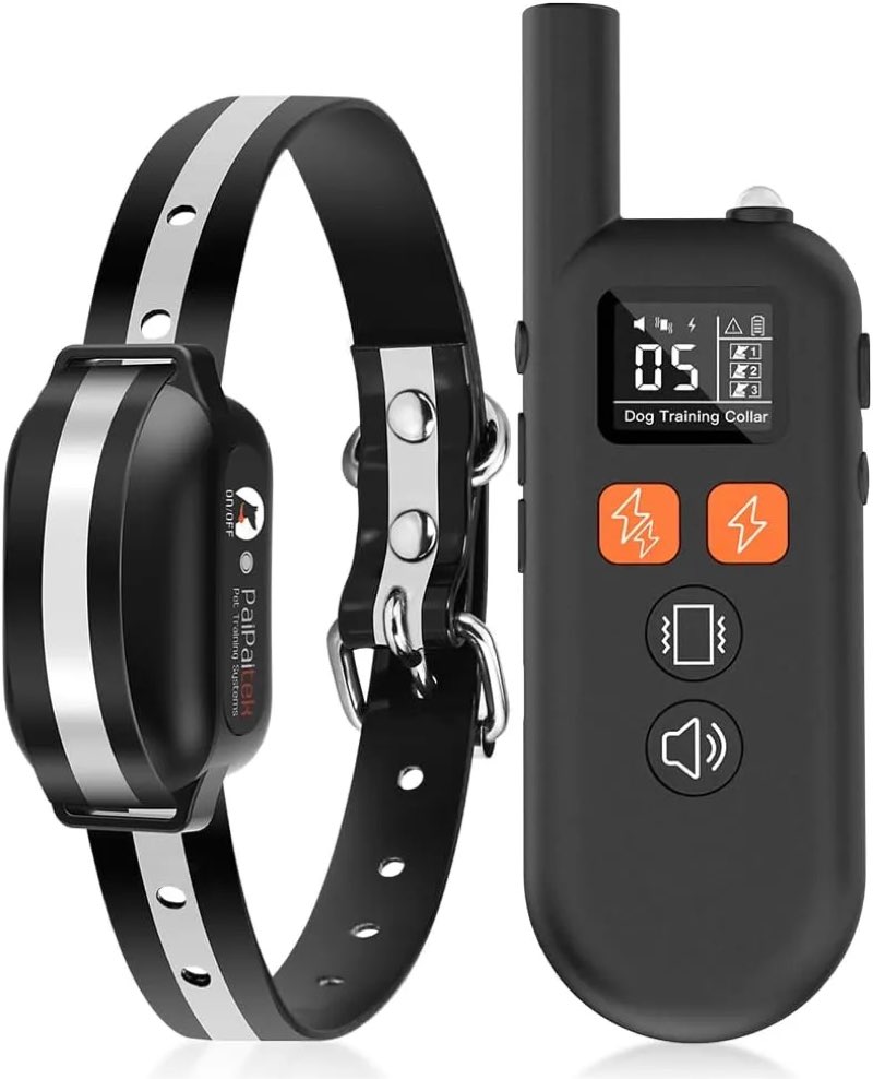 Dog Training Collar Shock Collar with Remote Training Modes, Beep,PD 516 Vibration and Shock, Up to 1000 ft Remote Range, Rainproof for Small Medium Large Dogs, Black