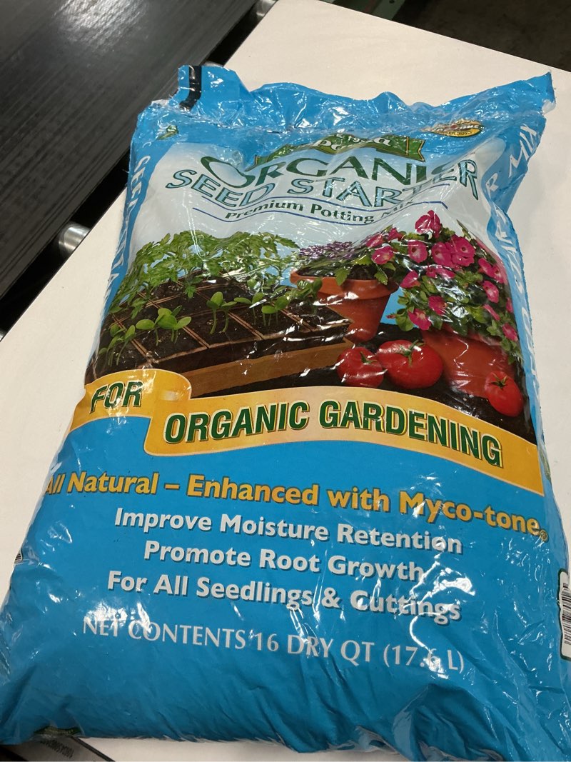 Condition photo showing New/Like New for Espoma Organic Seed Starter Premium Potting Soil Mix - All Natural & Organic Seed Starting Mix with Mycorrhizae. For Organic Gardening, 16 qt, bag - Pack of One 16 Quart