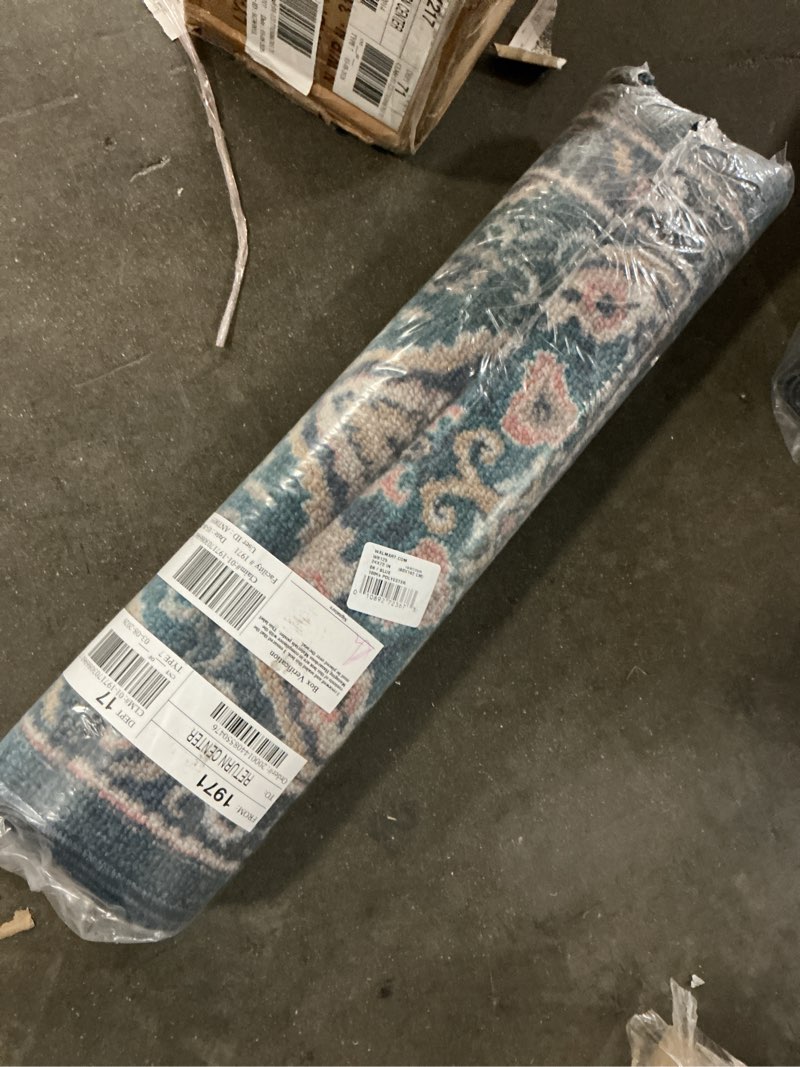 Condition photo showing Good Condition for mainstays traditional persian teal print indoor hallway runner rug  2 x6