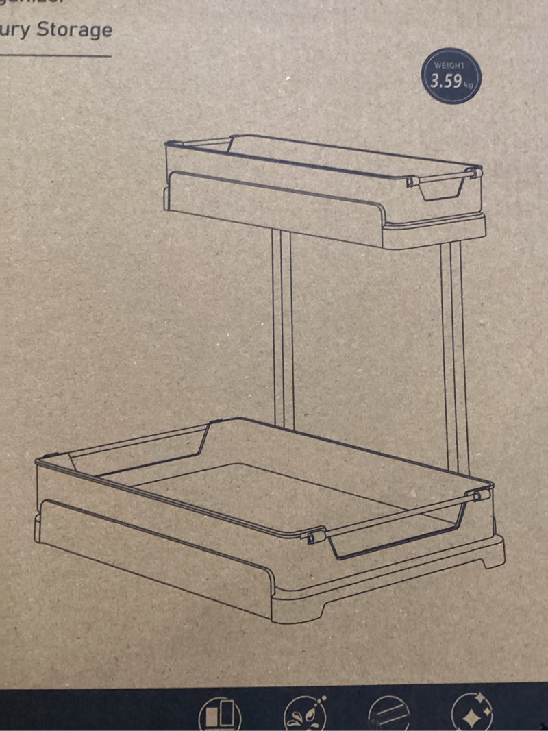 shuang qing Under Sink Organizer, 2-Tier Metal Kitchen Under Sink Storage Shelf, Bathroom Cabinet Pu