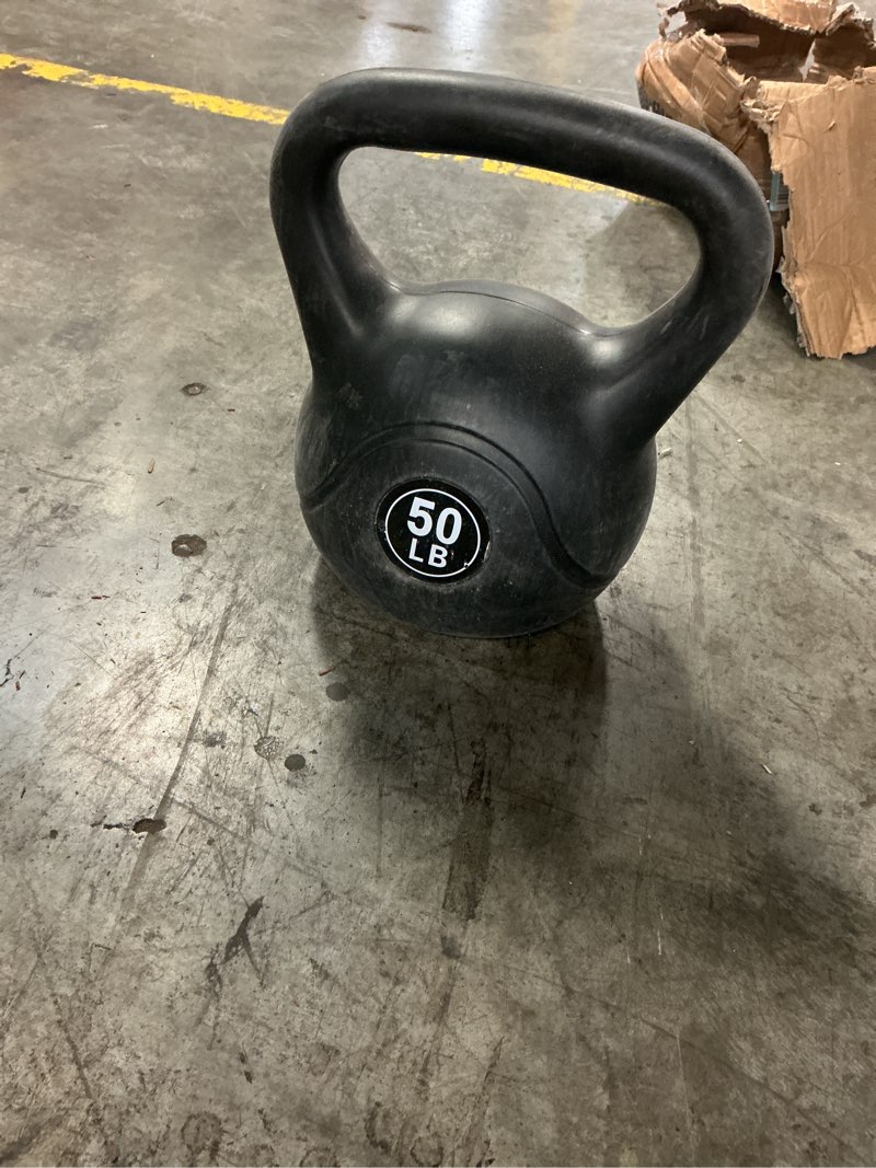 Condition photo showing As Is for  tko 50 lb kettlebell weight gym workout cement filled black