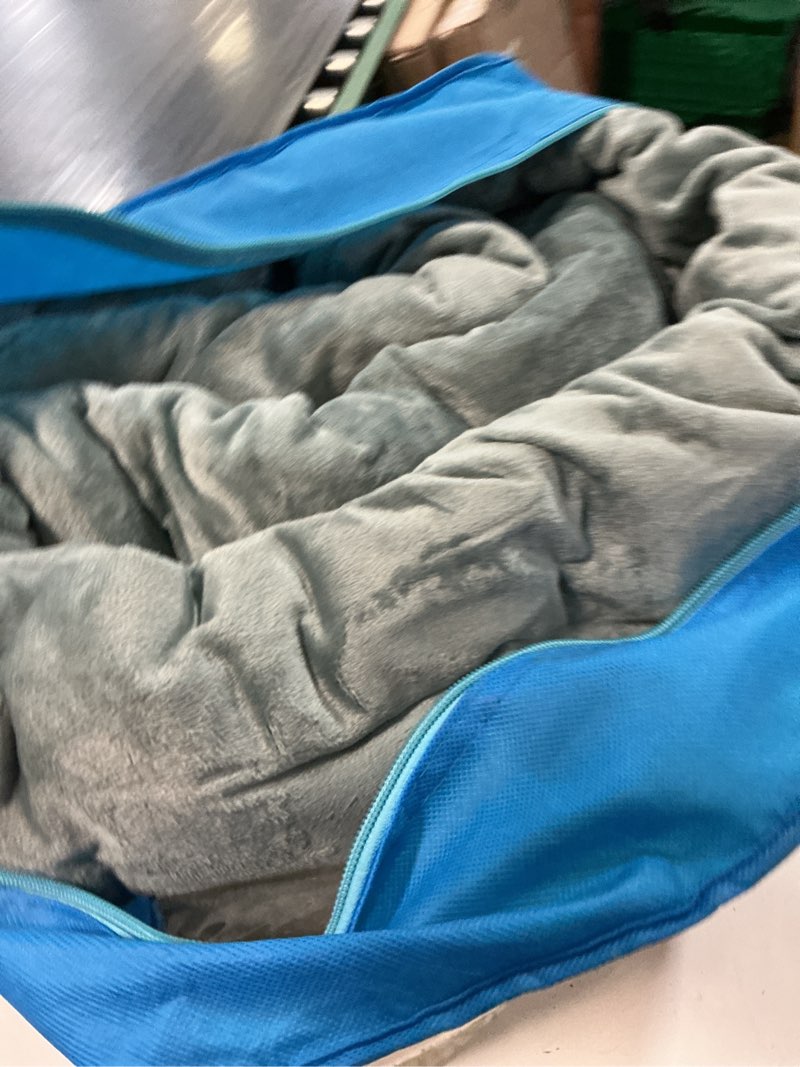Condition photo showing New/Like New for hiseeme weighted blanket (60" x 80", 15 lbs, dark grey) crystal velvet queen size for adults dual sided warm soft fleece heavy blanket with premium glass bead