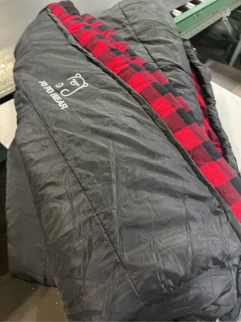 Condition photo showing As Is for Flannel Sleeping Bag Cold Weather for Adults XL Camping Cotton Sleeping Bag 4 Season Big and Tall, Waterproof with Compression Sack Red with 2lbs filling