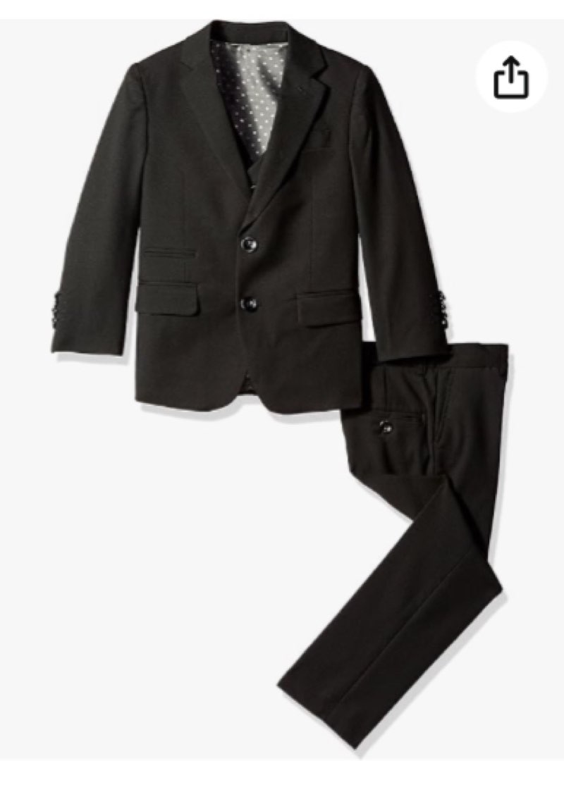 Isaac Mizrahi Boys' Slim-Fit Birdseye 2 Piece Suit, Black Size 4