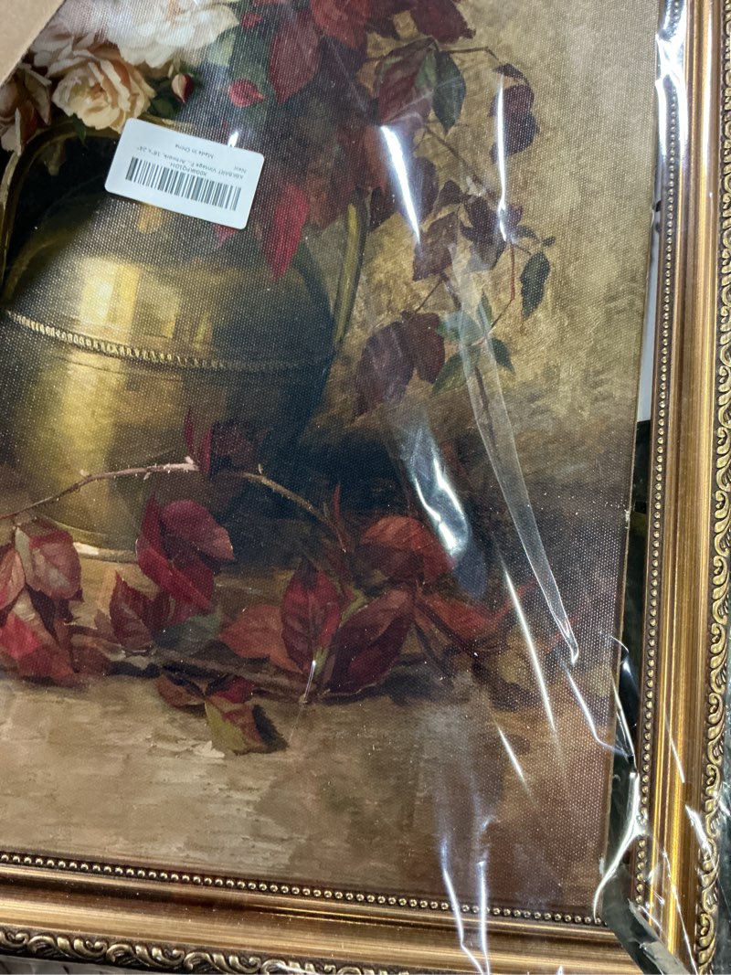 Condition photo showing As Is for KBKBART Vintage Framed Wall Art for Living Room - Moody Flower Canvas Oil Painting Prints for Wall Decor, Classical Floral Wall Decor, Antique Botanical Art Print for Bedroom Bathroom Wall Pictures Artwork, 9"x 12" Moody Flower 9L" x 12W"