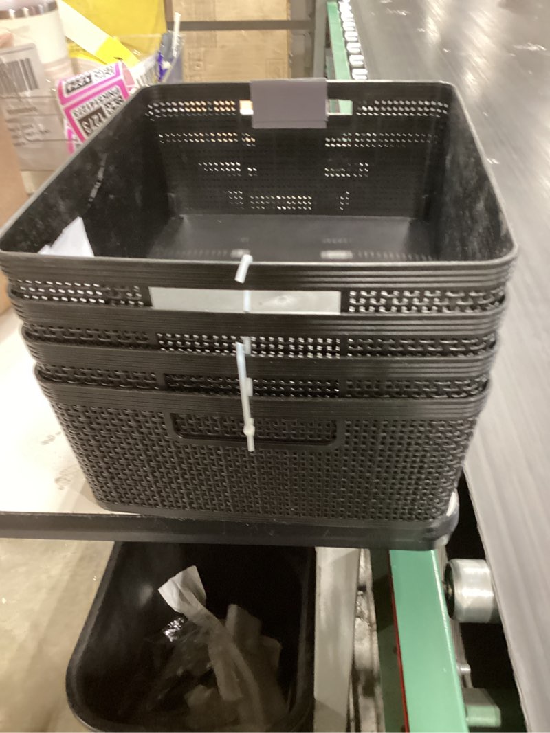 Condition photo showing Good Condition for bino | woven plastic basket | medium (black), 4-pack | the jute collection | home organization, space - saving storage, stylish design | jute basket | plastic storage basket black 4pk- m