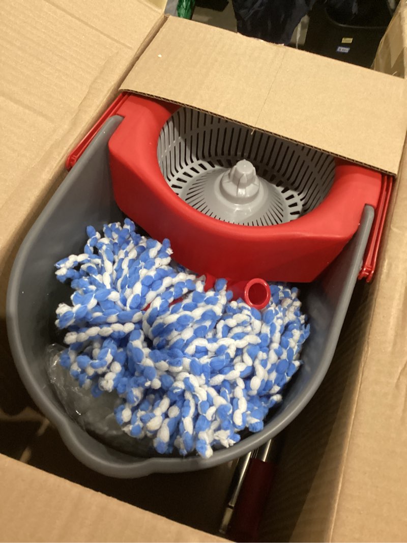 simpli-magic 79349 spin mop cleaning system with 3 microfiber mop heads, red/gray,red/black