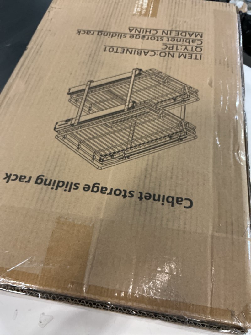 Condition photo showing Good Condition for 2-tier kitchen cabinet pull out shelf and drawer organizer slide out pantry storaqe basket in multiple sizes (15" w x 21" d)