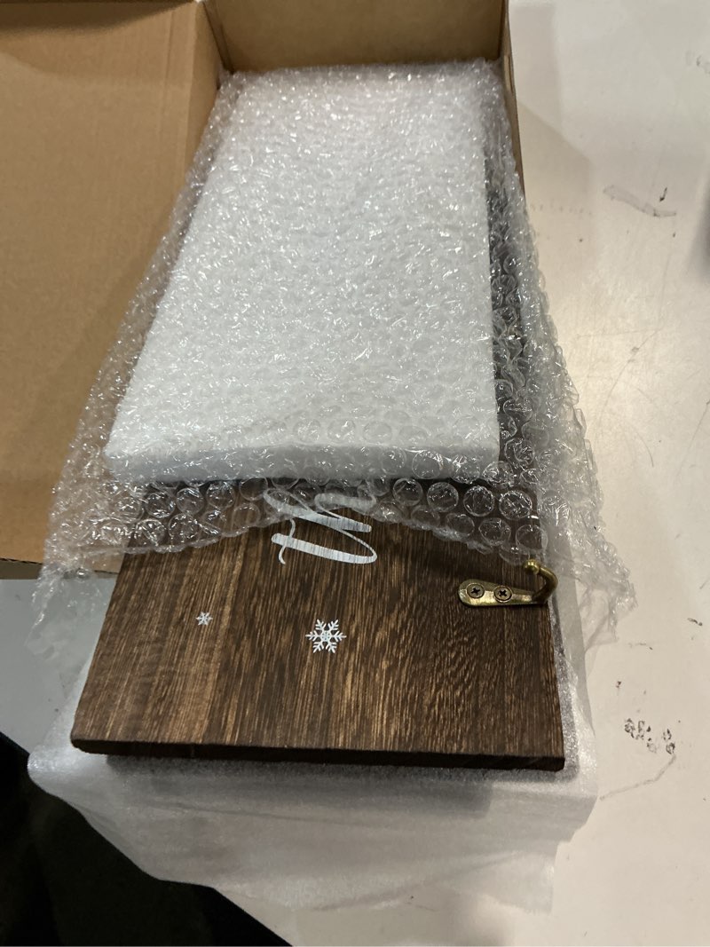 Condition photo showing New/Like New for Wooden Christmas Stocking Holder Xmas Stocking Hangers for Wall The Stocking were Hung Wood Hanging Sign with 6 Hangers for Christmas Fireplace Mantel Decorations 24.8inches (Santa’s Sleigh)